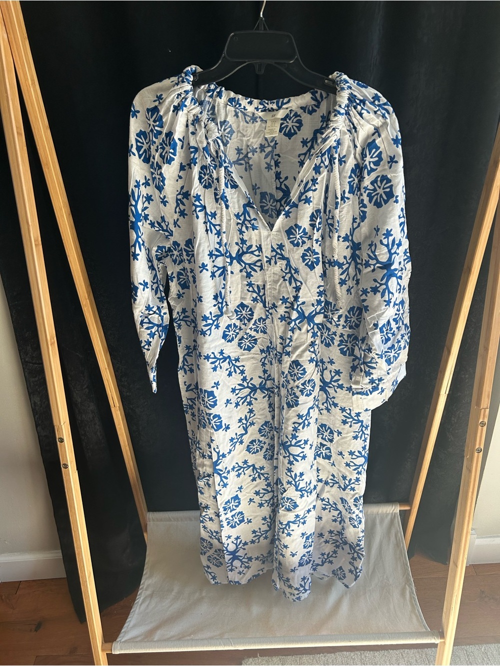 H&M White Dress with Blue Floral Print